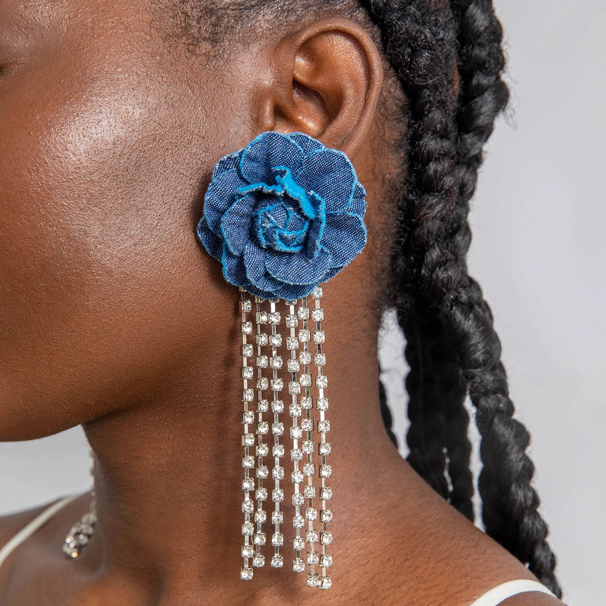 Tocona Pretty Big Rose Flowers Drop Earrings