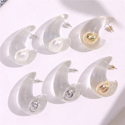 Transparent Clear Resin Copper Ball Earrings - Fanci Goddess