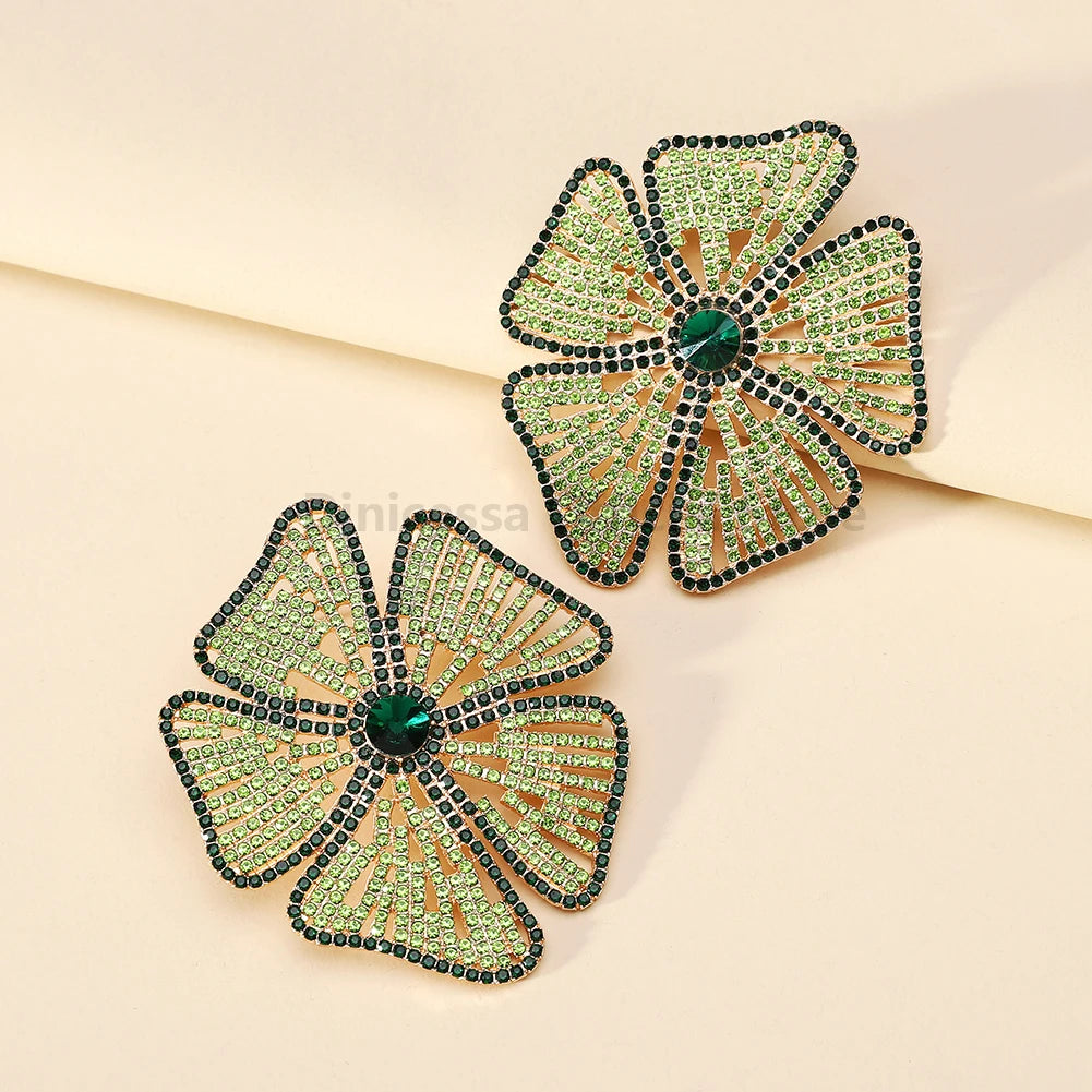 Luxury Design Flower Rhinestone Earrings - Fanci Goddess