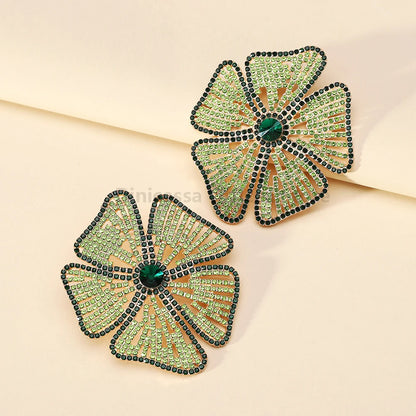 Luxury Design Flower Rhinestone Earrings - Fanci Goddess