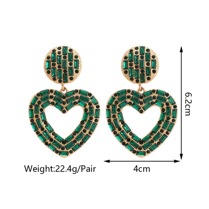 New Creative Design Heart Rhinestone Earrings - Fanci Goddess