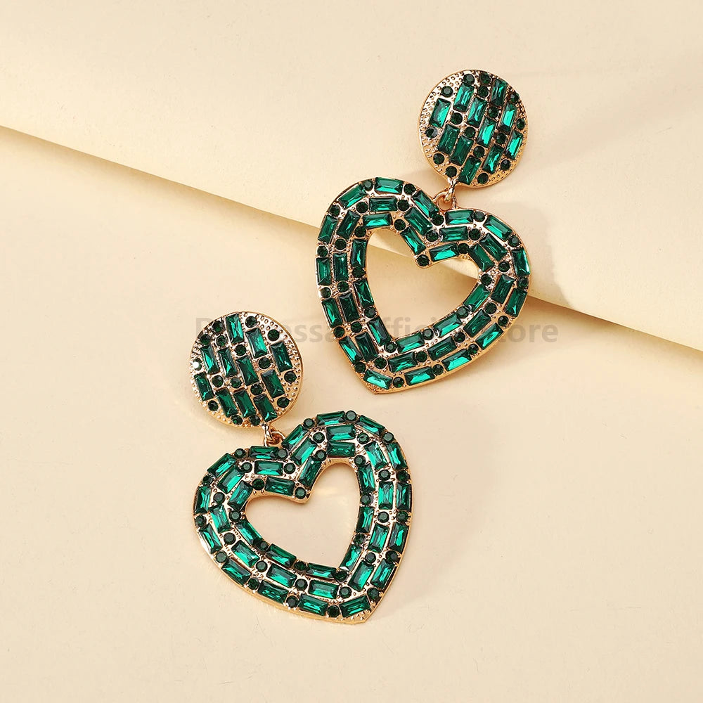 New Creative Design Heart Rhinestone Earrings - Fanci Goddess