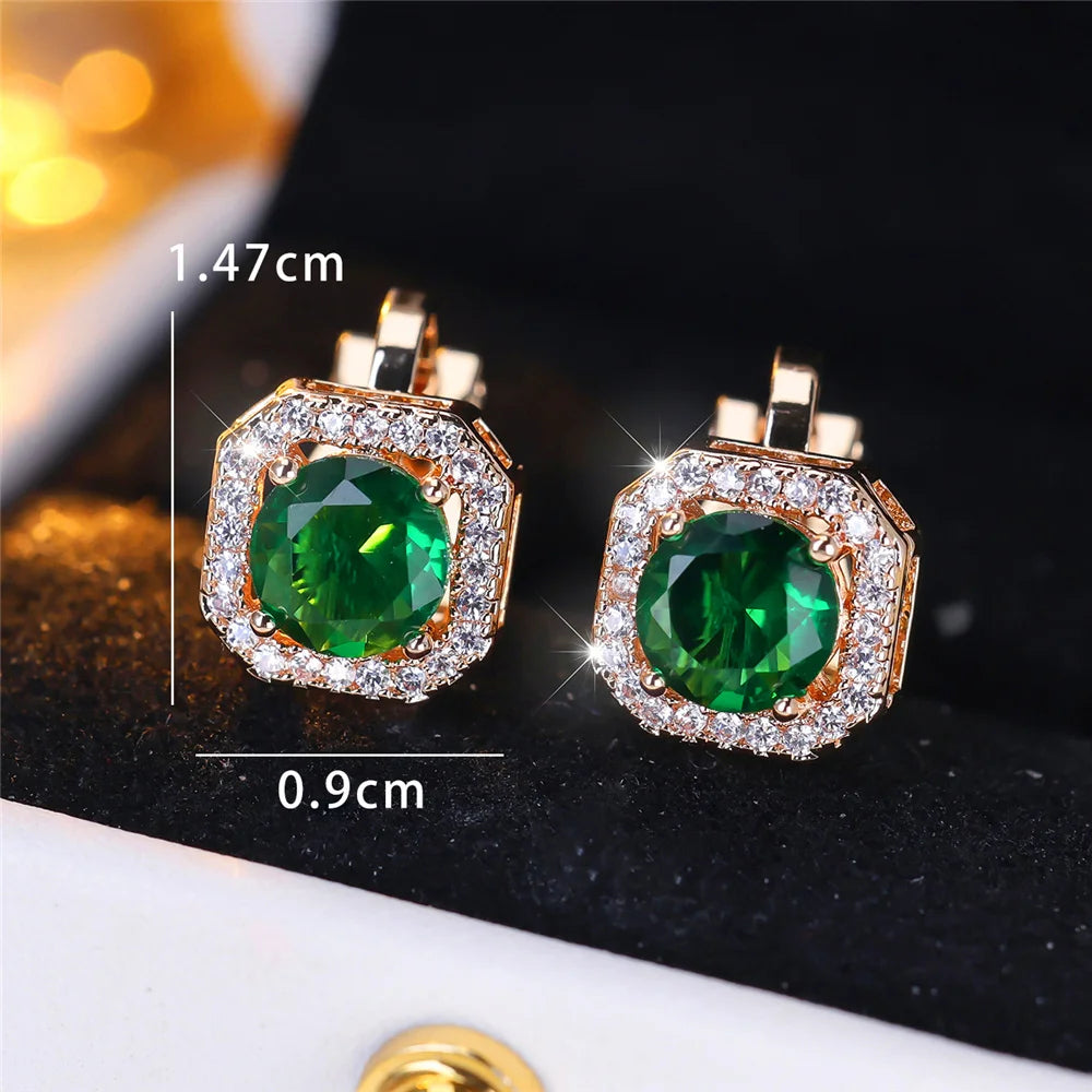 Trendy White Zircon Round Stone Clip on Earrings