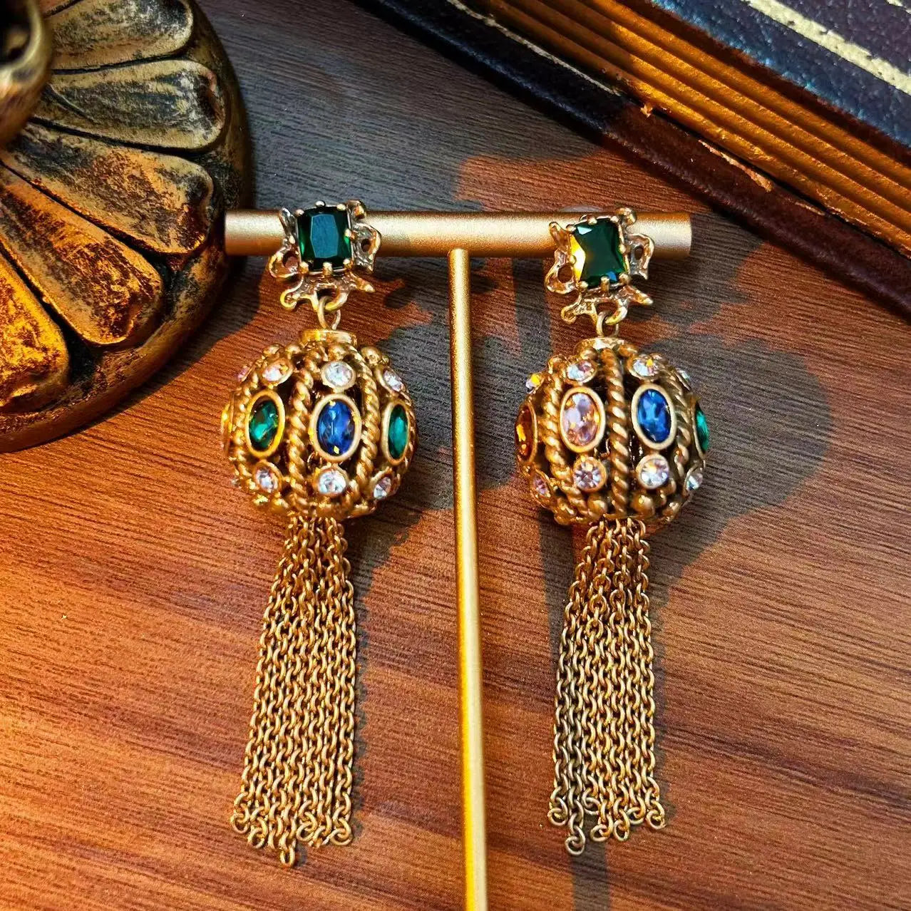 Retro tassel Earrings with stylish geometric round balls - Fanci Goddess