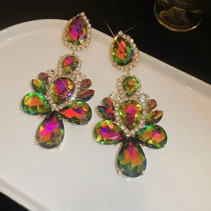 Exaggerated Inlaid Rhinestone Earrings - Fanci Goddess