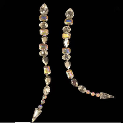 Crystal Acrylic Long Tassel Drop Earrings - Fanci Goddess