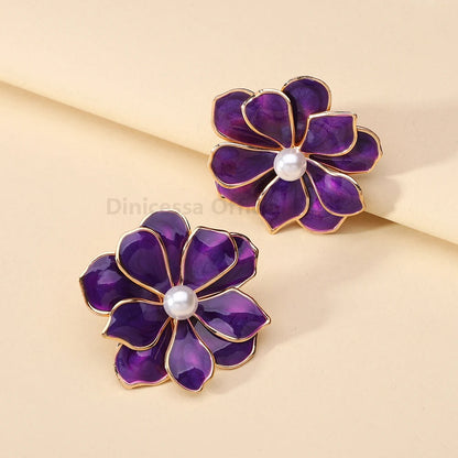 Charming Enamel Metal Flower Earrings - Fanci Goddess