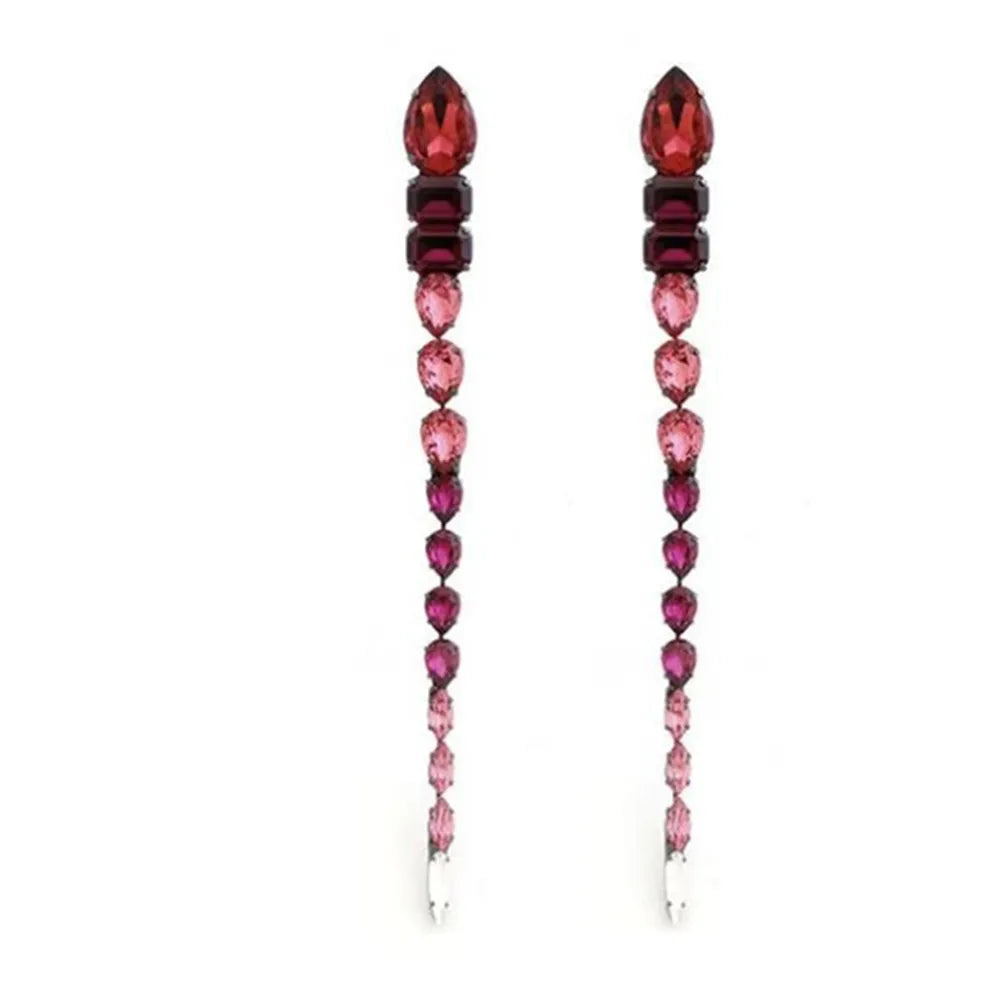 Crystal Acrylic Long Tassel Drop Earrings