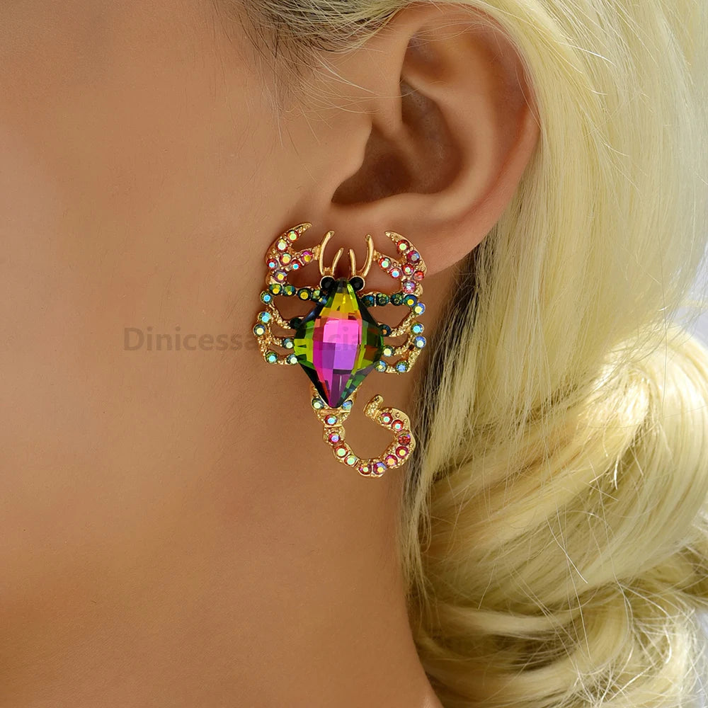 Multicolor Animal Scorpion Geometric Glass Stud Earring - Fanci Goddess