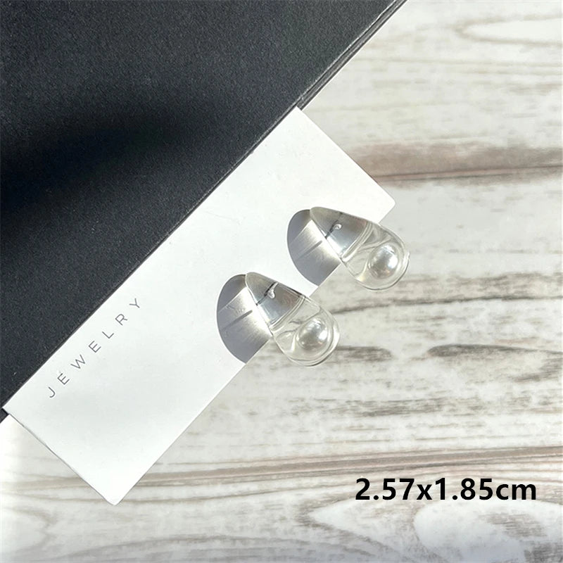 Transparent Clear Resin Copper Ball Earrings