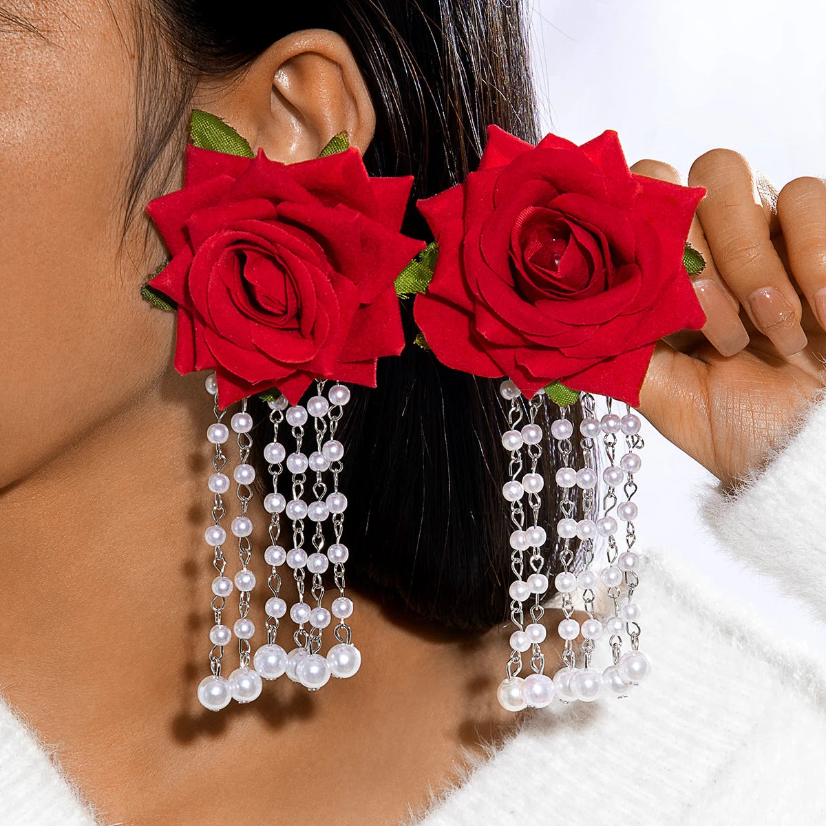 Fanci Multicolor Rose Flower Earrings - Fanci Goddess