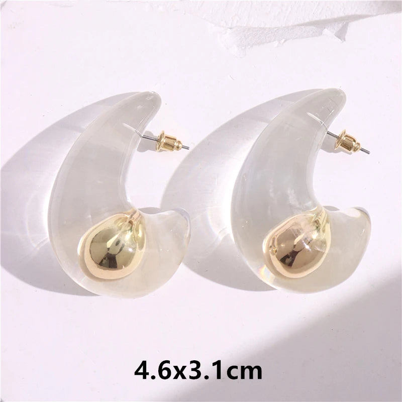 Transparent Clear Resin Copper Ball Earrings