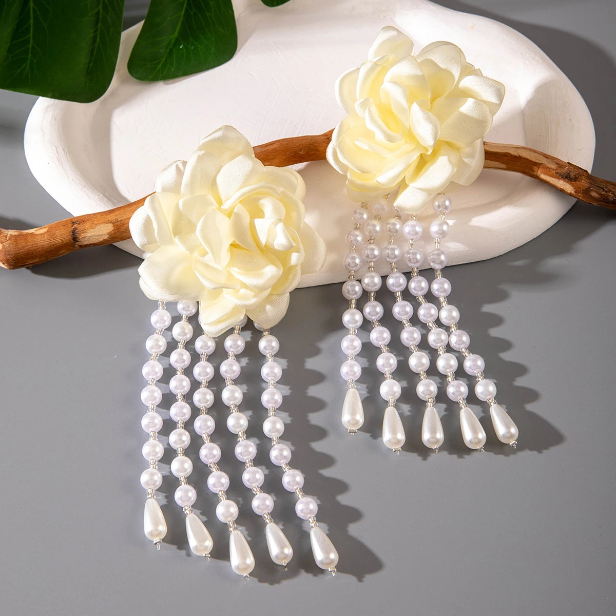 Tocona Pretty Big Rose Flowers Drop Earrings