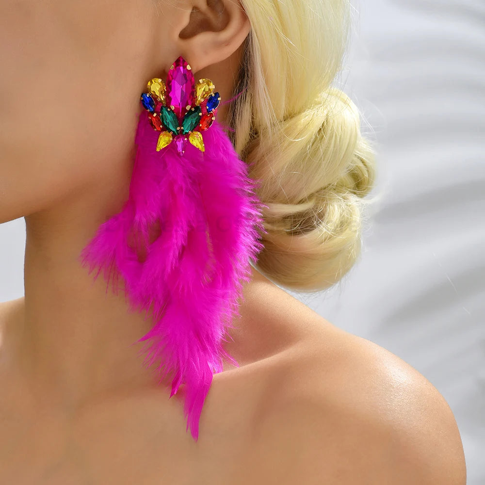 Feather Decor Dangle Drop Earrings - Fanci Goddess