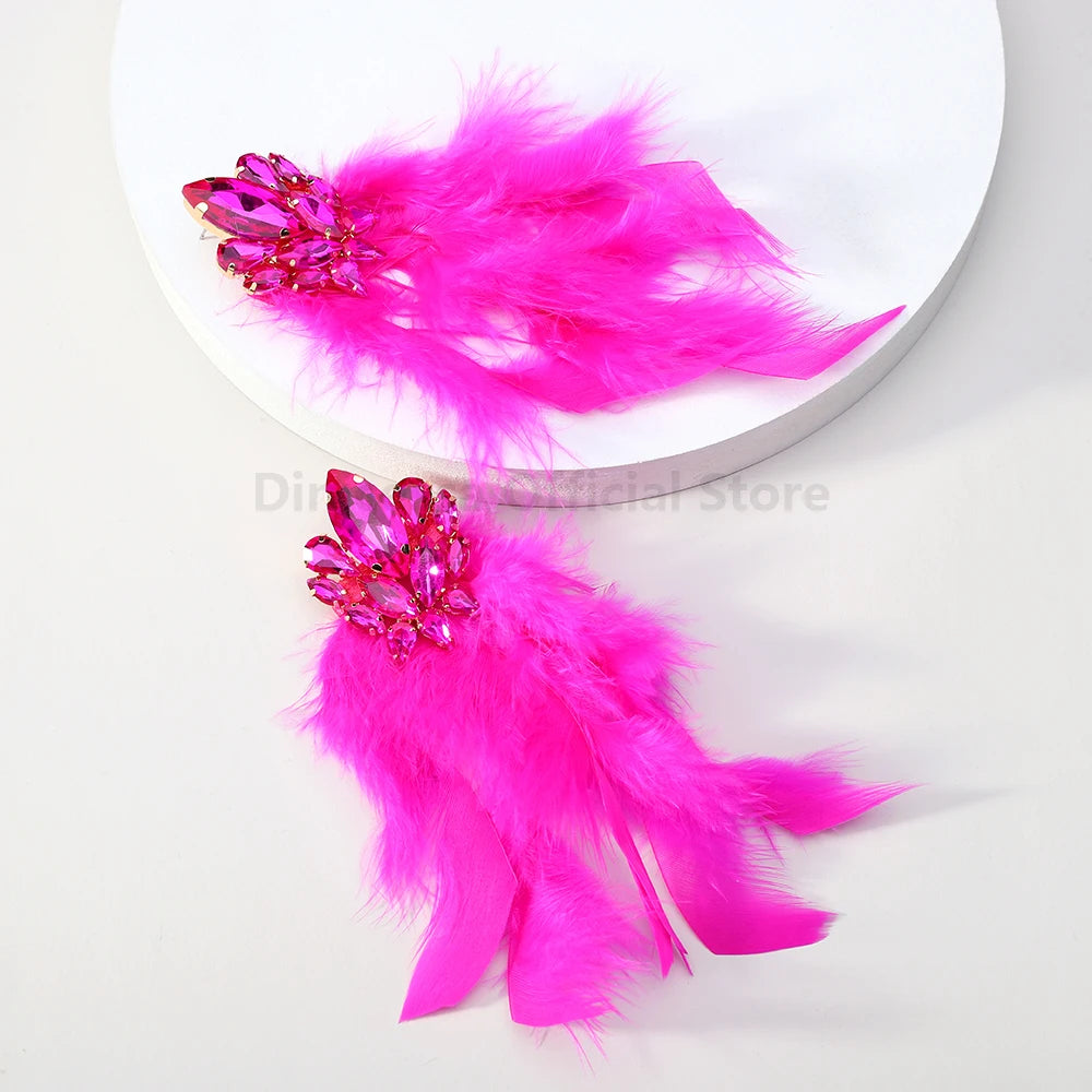 Feather Decor Dangle Drop Earrings