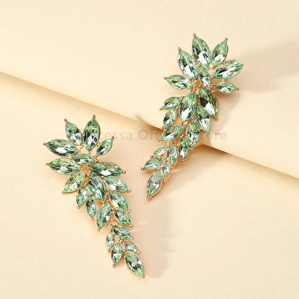 Classic Vintage Design Leaves Rhinestone Earrings - Fanci Goddess