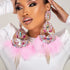 Pink Feather Exaggerate Earrings - Fanci Goddess