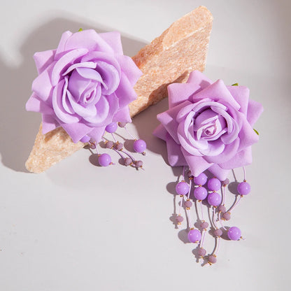 Fanci Multicolor Rose Flower Earrings - Fanci Goddess