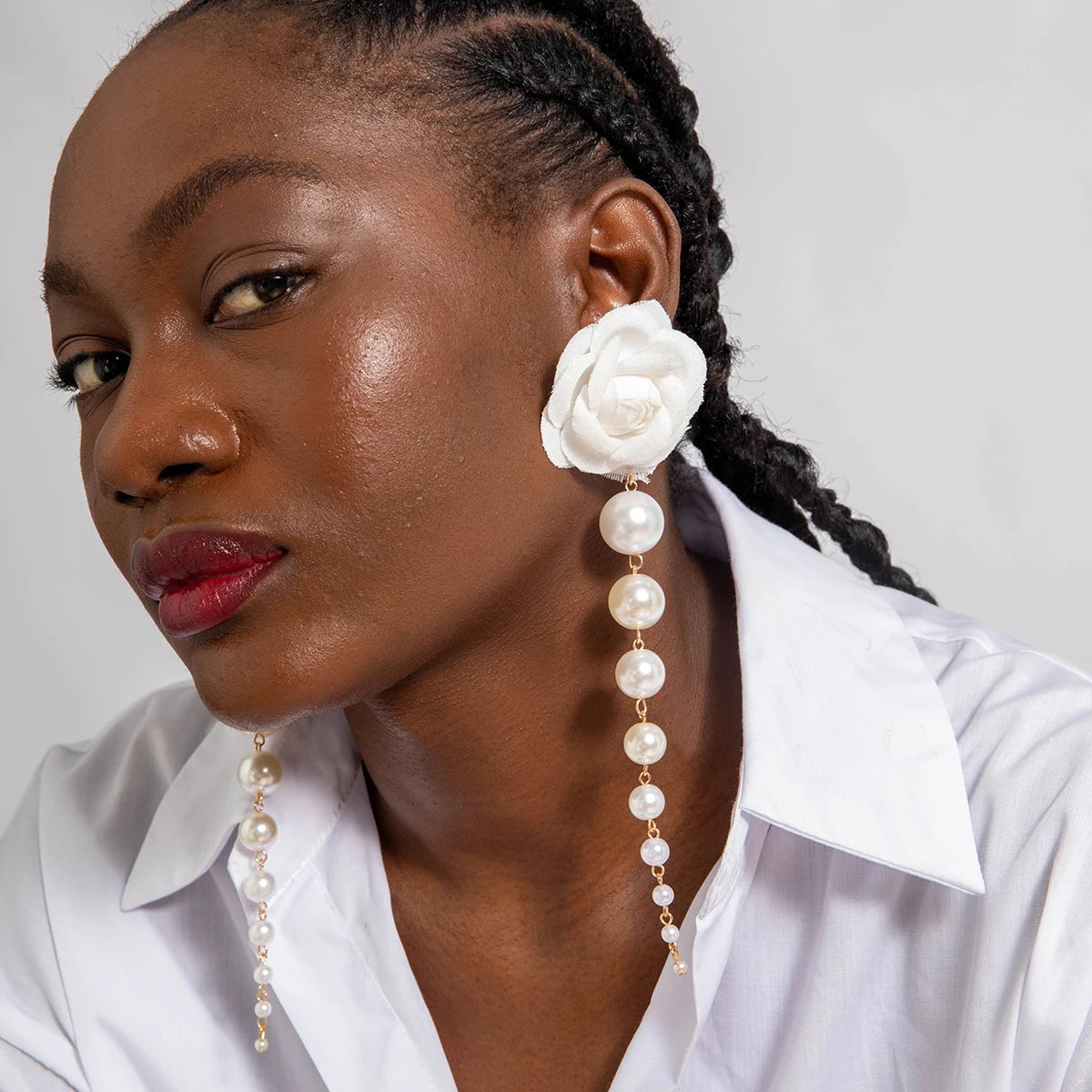 Tocona Pretty Big Rose Flowers Drop Earrings