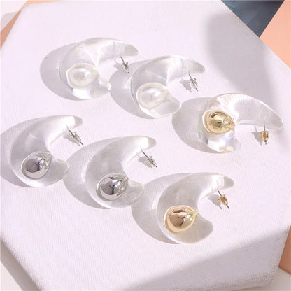 Transparent Clear Resin Copper Ball Earrings - Fanci Goddess