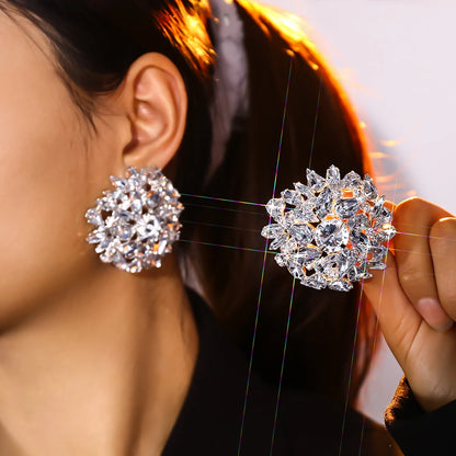 Round Rhinestone Clip on Bling Earrings - Fanci Goddess