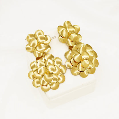 Sunshine Stainless Steel Flowers Gold Plated Earrings - Fanci Goddess