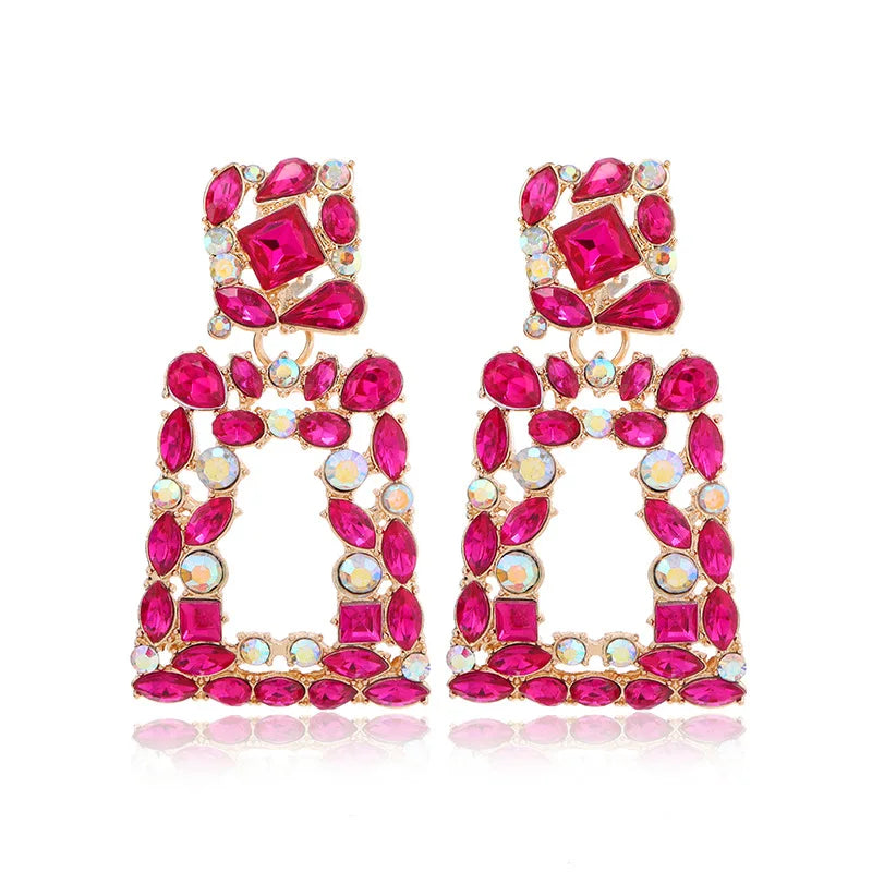 Ethnic Colorful Crystal Clip on Earrings