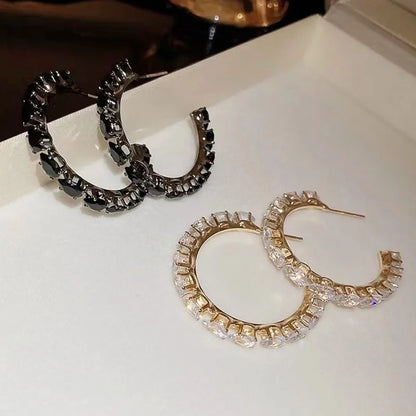 Uilz Circle Shape Zirconia Earrings - Fanci Goddess