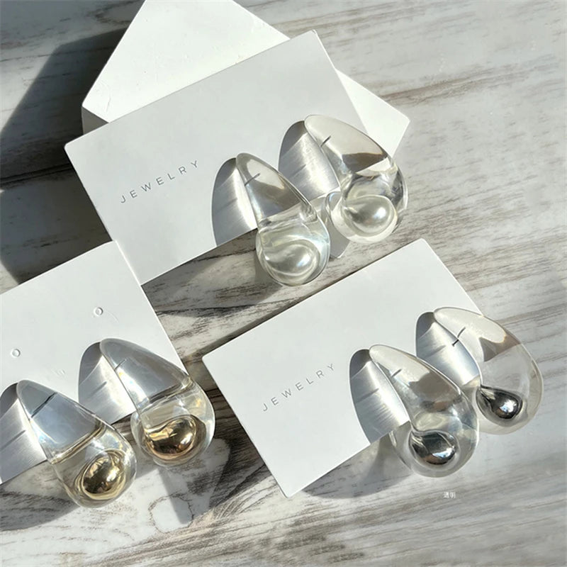 Transparent Clear Resin Copper Ball Earrings - Fanci Goddess