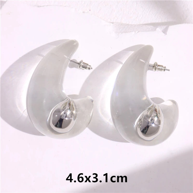 Transparent Clear Resin Copper Ball Earrings - Fanci Goddess