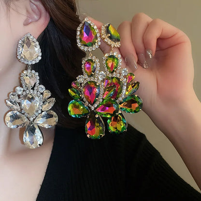 Exaggerated Inlaid Rhinestone Earrings - Fanci Goddess