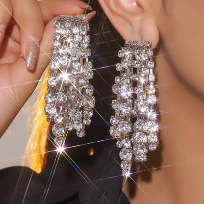 Sparking Tassel Rhinestone Earrings - Fanci Goddess
