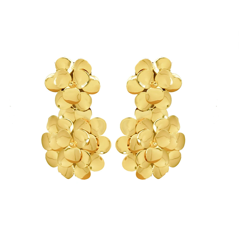 Sunshine Stainless Steel Flowers Gold Plated Earrings - Fanci Goddess