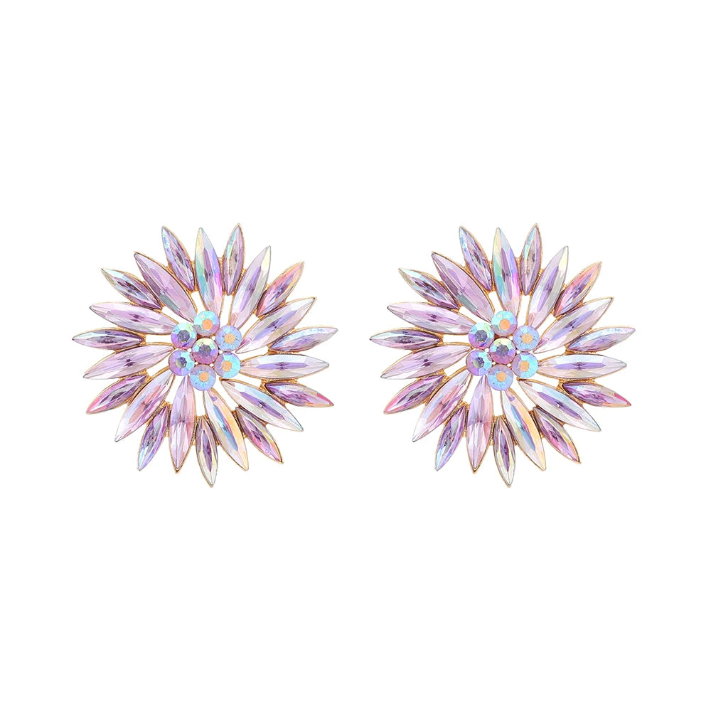 Sunflower Rhinestone Stud Earrings - Fanci Goddess