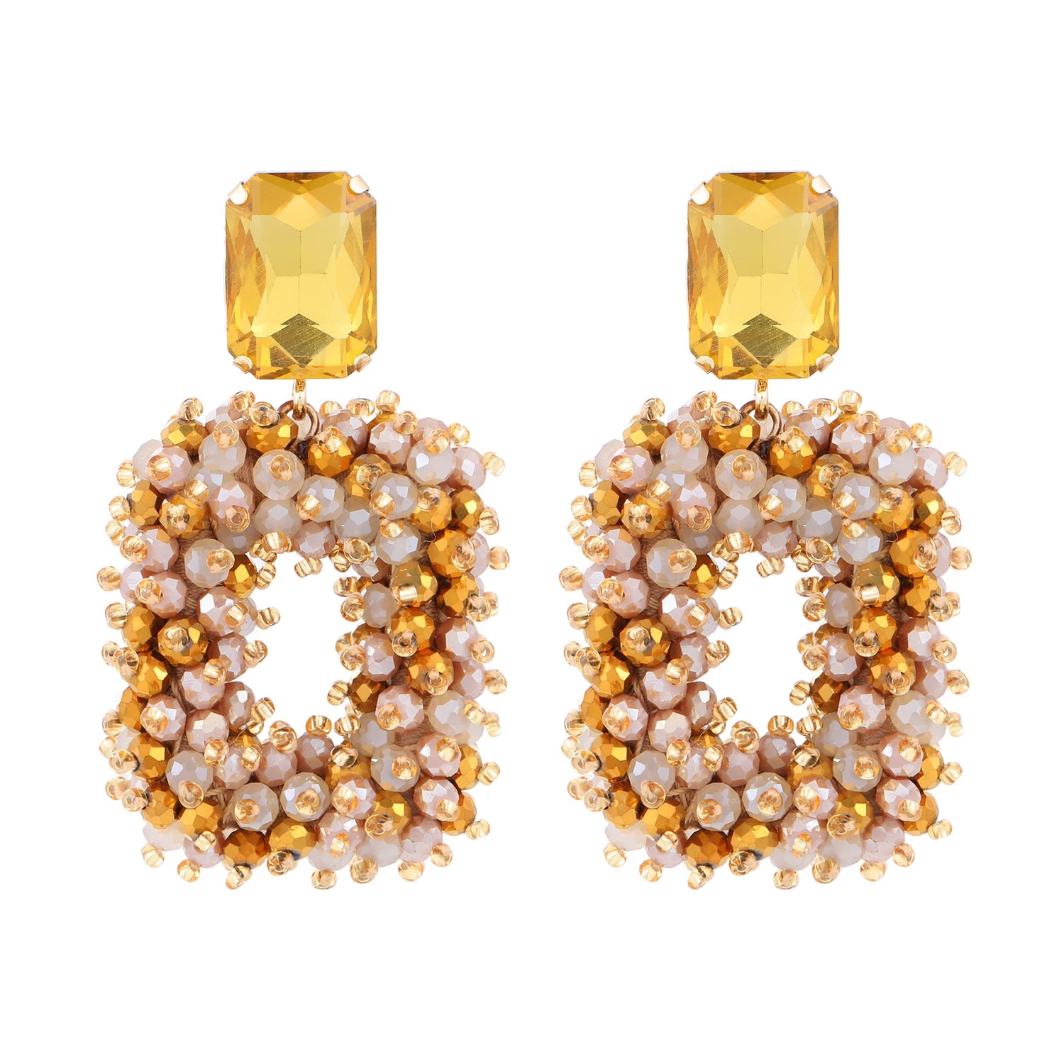 Square Crystal Drop Earrings - Fanci Goddess