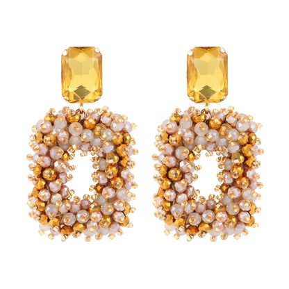 Square Crystal Drop Earrings - Fanci Goddess