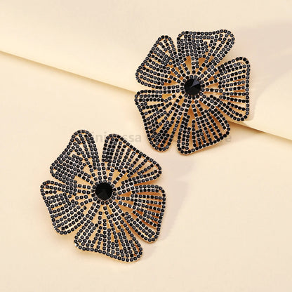 Luxury Design Flower Rhinestone Earrings - Fanci Goddess