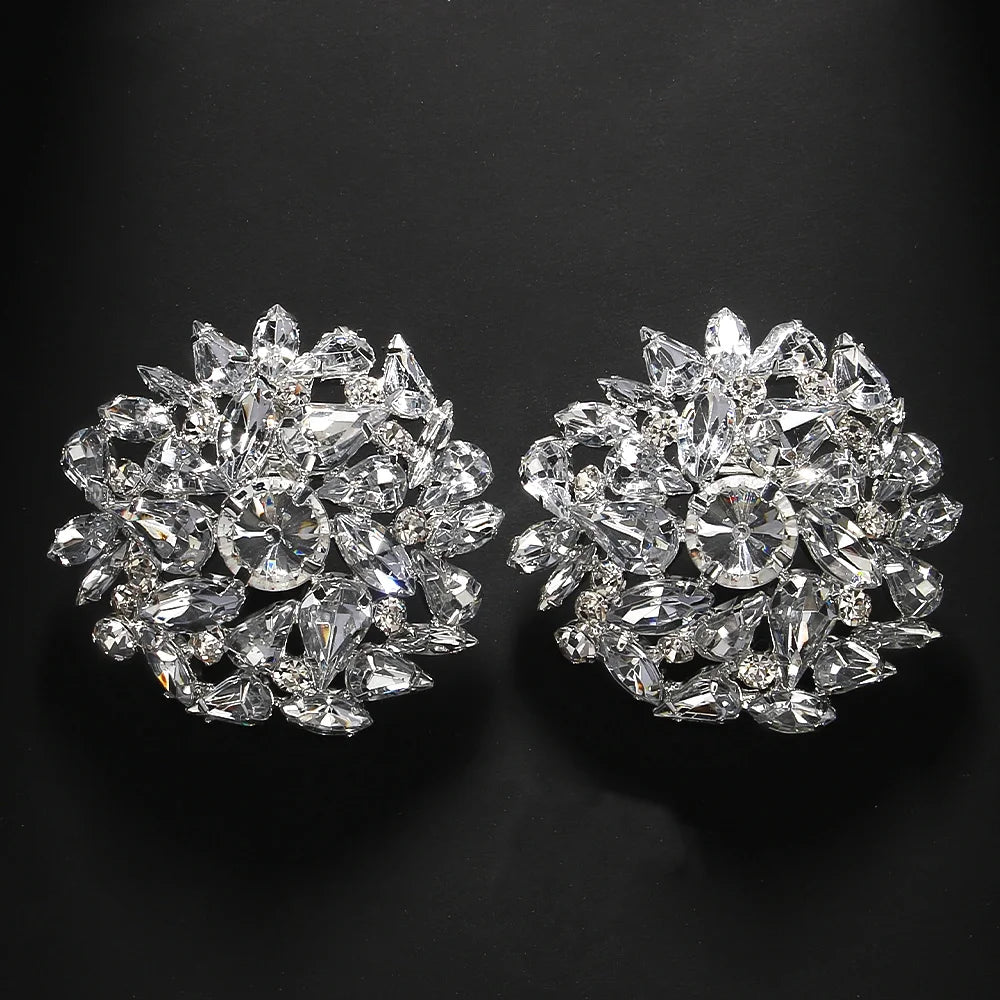 Round Rhinestone Clip on Bling Earrings - Fanci Goddess