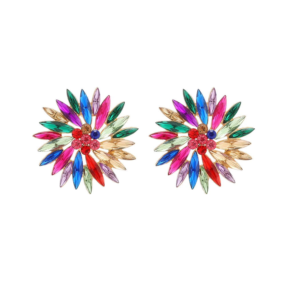 Sunflower Rhinestone Stud Earrings