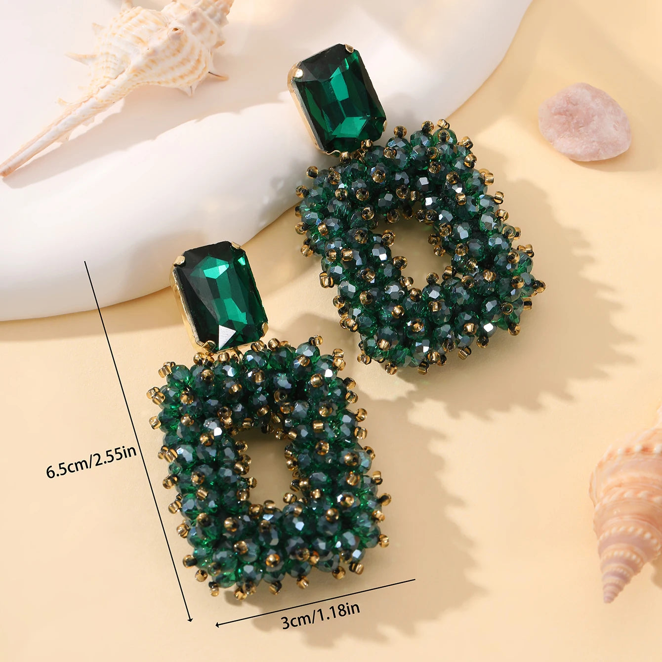 Square Crystal Drop Earrings - Fanci Goddess