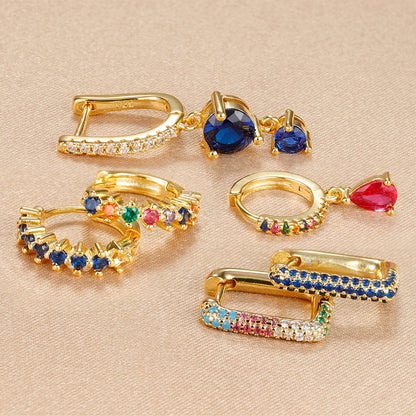 3PCS Fashion Cubic Zirconia Water Drop Pendant Earring Set - Fanci Goddess