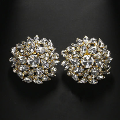 Round Rhinestone Clip on Bling Earrings - Fanci Goddess
