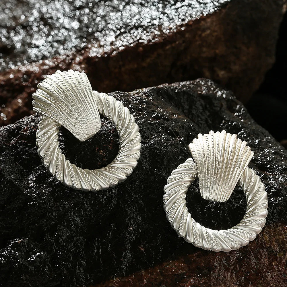 Round shell Clip on Earrings