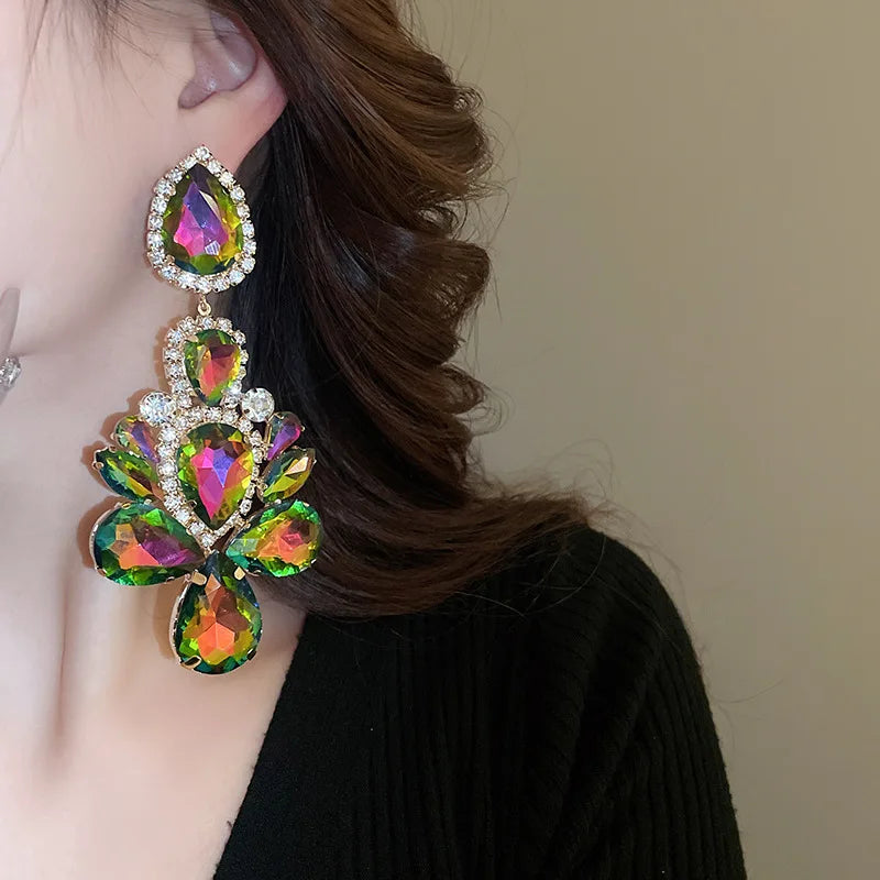 Exaggerated Inlaid Rhinestone Earrings - Fanci Goddess