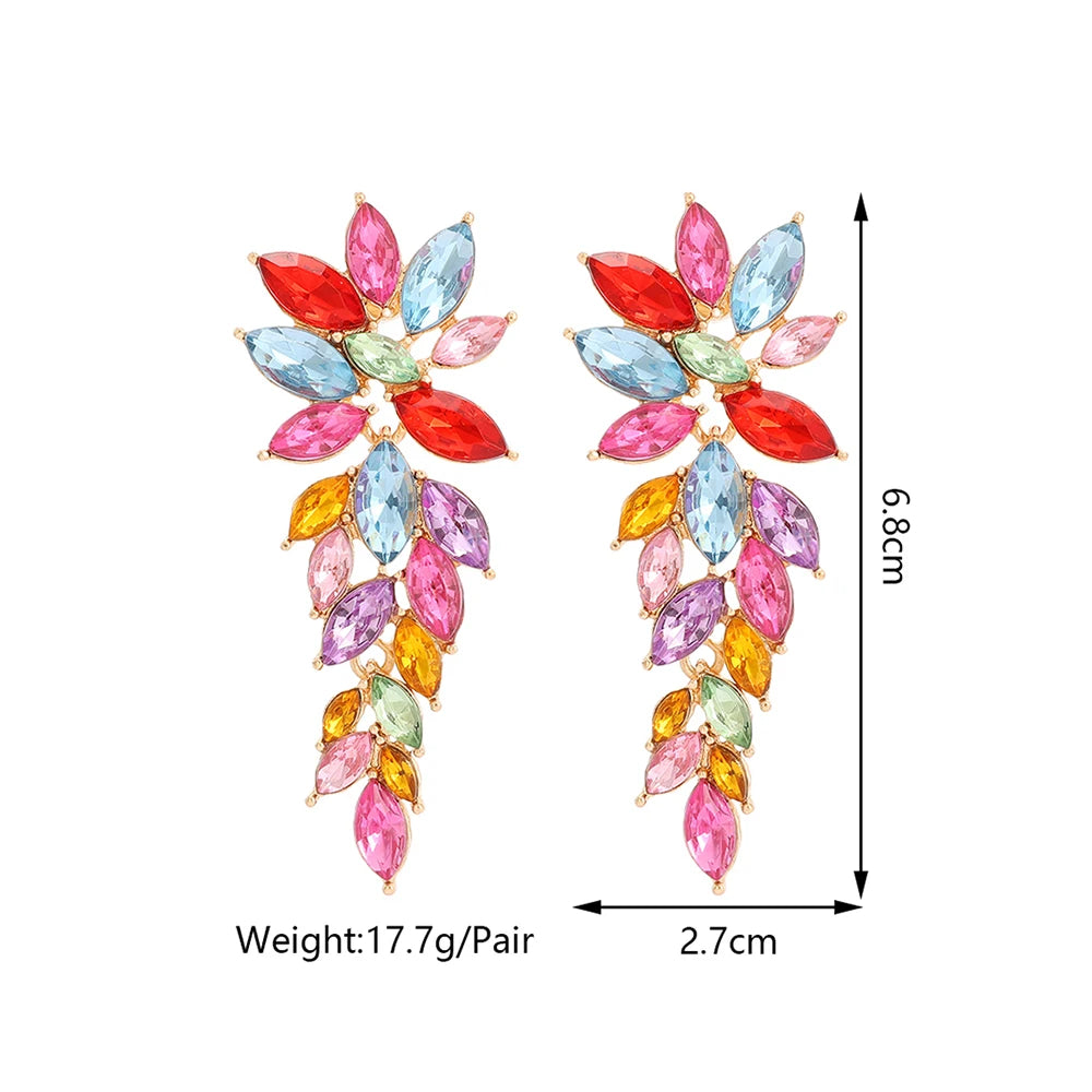 Classic Vintage Design Leaves Rhinestone Earrings