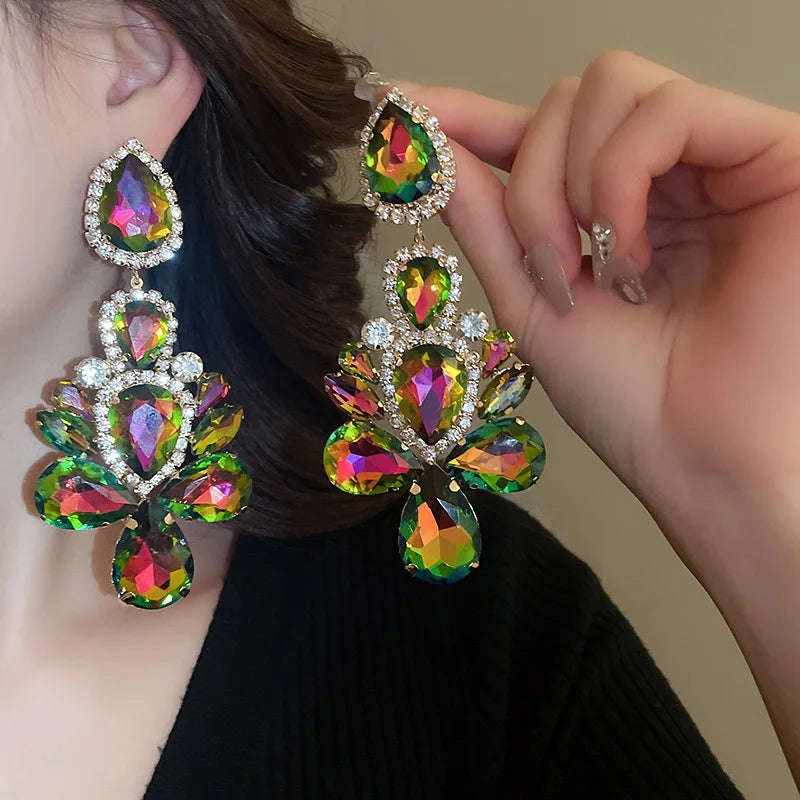 Exaggerated Inlaid Rhinestone Earrings - Fanci Goddess