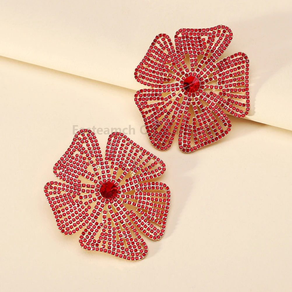 Luxury Design Flower Rhinestone Earrings - Fanci Goddess