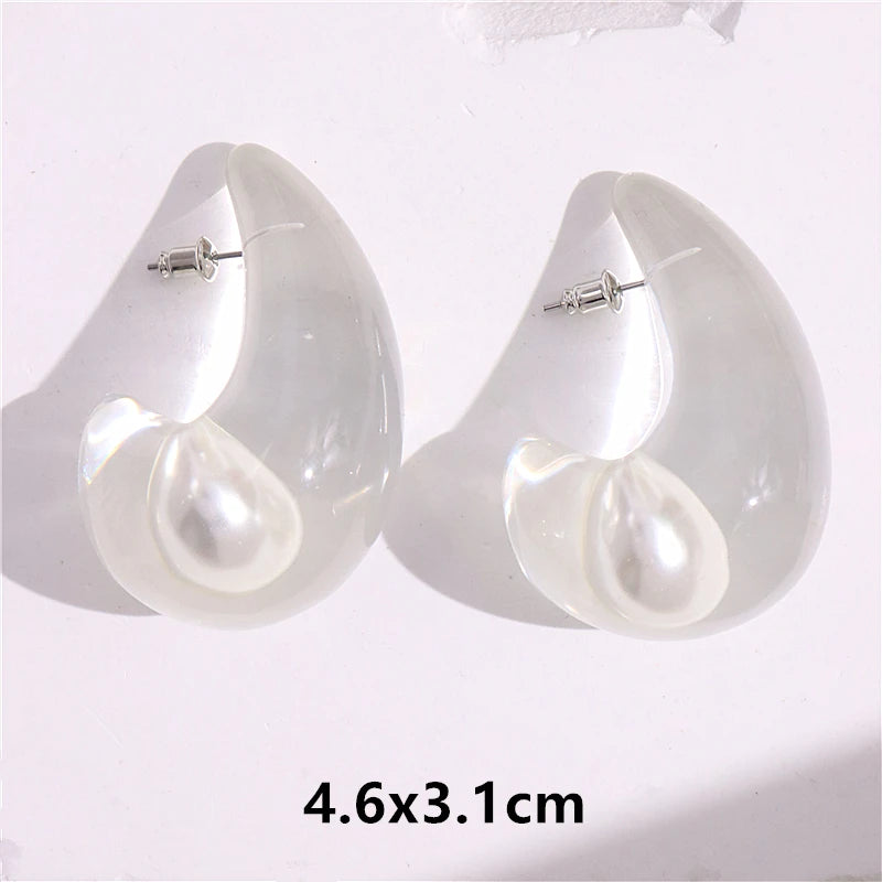 Transparent Clear Resin Copper Ball Earrings