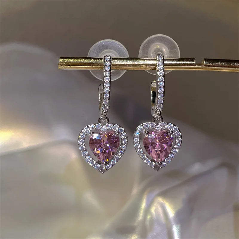 Exquisite Heart Shape Bowknot Stud Earrings