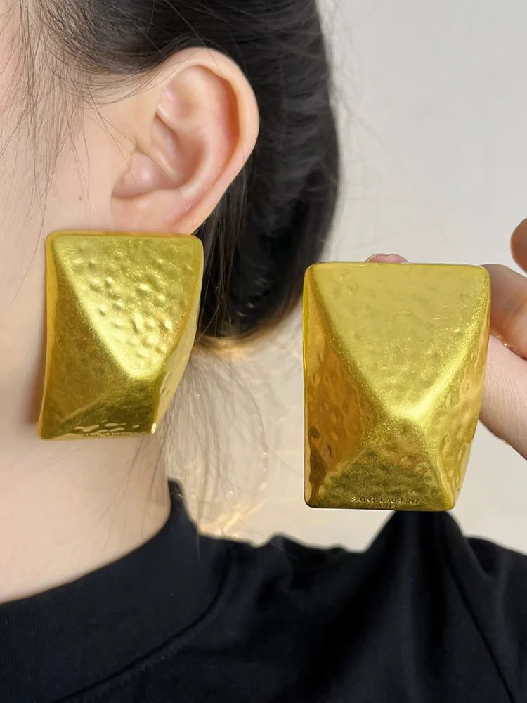 Stainless Steal Geometric Square Hollow Retro Earrings - Fanci Goddess